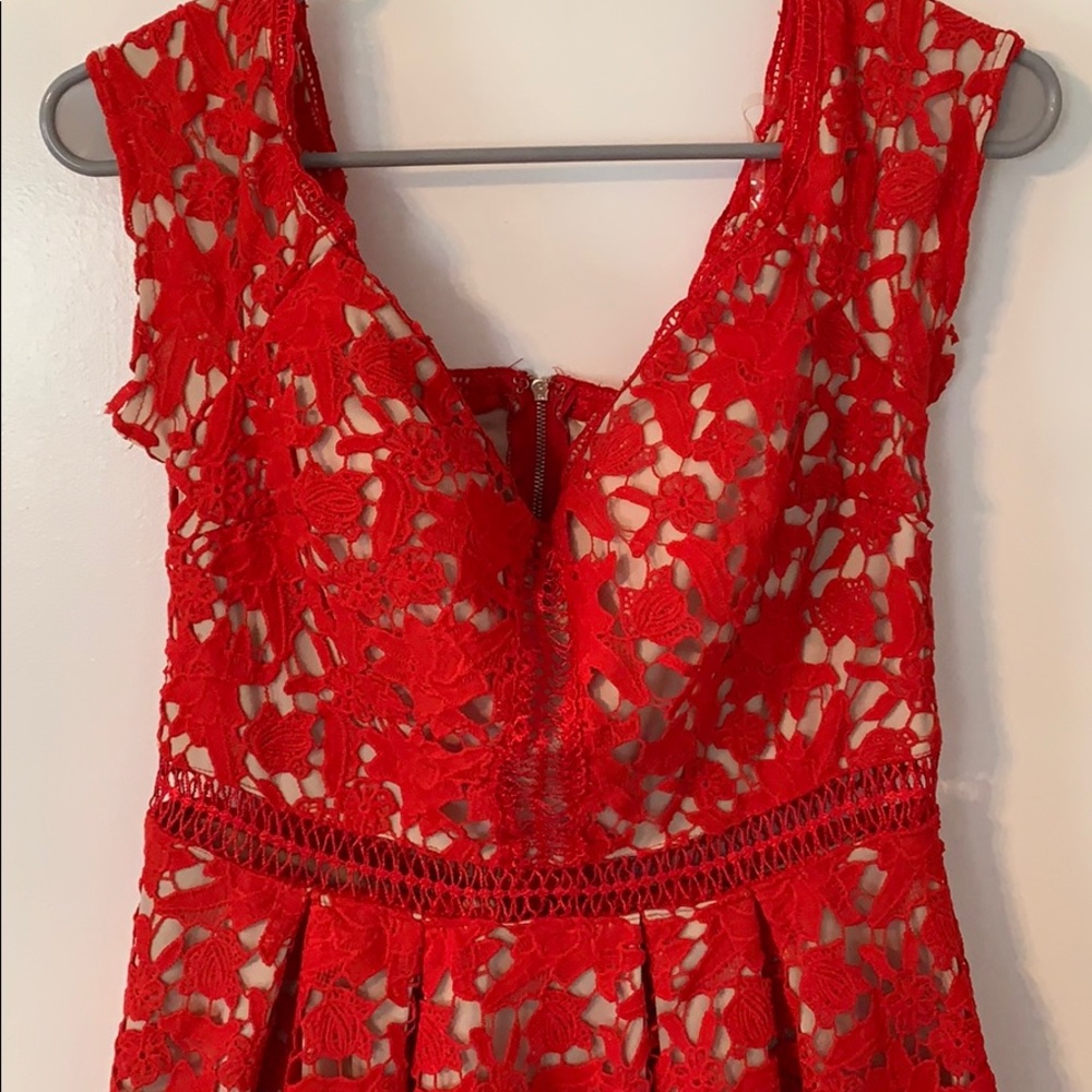 Francesca’s off the shoulder red lace dress - Picture 2 of 9